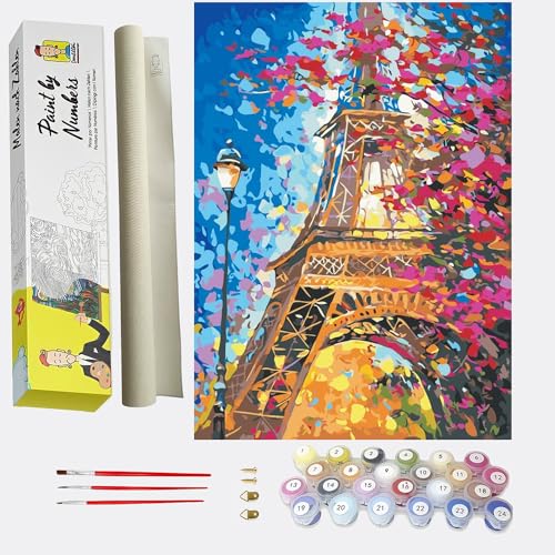 DonElton Malen nach Zahlen Paris Eiffelturm - DIY Malen nach Zahlen für Erwachsene - Set inklusive vorgedruckter Leinwand, 3 Pinseln und bunten Acrylfarben DonElton Malen nach Zahlen Paris Eiffelturm - DIY Malen nach Zahlen für Erwachsene - Set inklusive vorgedruckter Leinwand, 3 Pinseln und bunten Acrylfarben von DonElton
