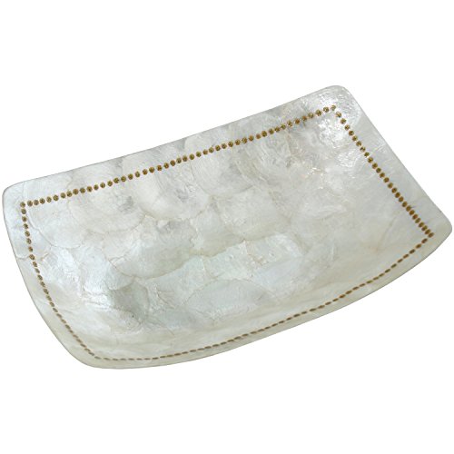 DONGABOWEB Zentrum rechteckig verziert mit Punkten auf Allen Konturen in Perlmutt und Beige, Perlmutt, 38 x 25 x 9,5 cm von DonRegaloWeb