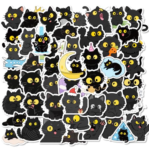 50 Katzenaufkleber mit lustigen und niedlichen Mustern, modisch und wasserfest, geeignet für Fahrräder, Koffer, Helme, Laptops, Wasserflaschen, Mobiltelefone usw. (Katze 11) von Donboly