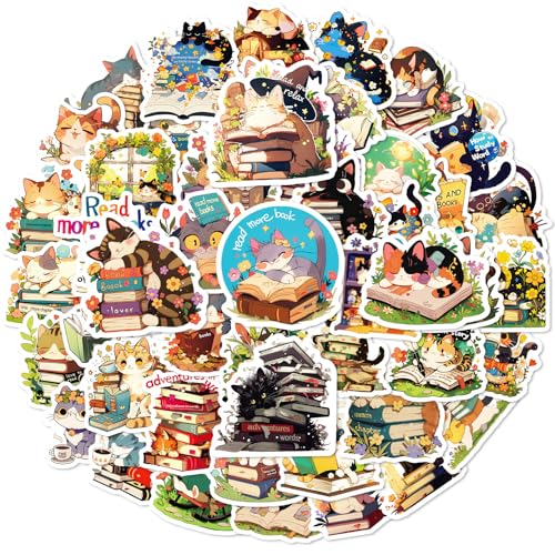 50 Katzenaufkleber mit lustigen und niedlichen Mustern, modisch und wasserfest, geeignet für Fahrräder, Koffer, Helme, Laptops, Wasserflaschen, Mobiltelefone usw. (Katze 3) von Donboly