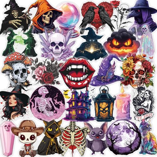50 Stück Halloween-Aufkleber – süße und gruselige wasserfeste Aufkleber für Kinder und Erwachsene – perfekt für Laptops, Wasserflaschen, Telefone, Gepäck – Partygeschenke und Dekoration (Muster 5) von Donboly