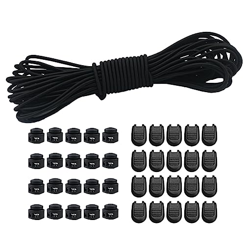 10m Elastische Gummischnur 3mm Elastische Runde Schnur Elastische Dehnbare Schnur Mit 20Pcs Reißverschluss Pull Cord Lock Cord, 20PCS Doppel-Loch Frühling für Rucksack, Schnürsenkel(Schwarz, 3mm*10m) 10m Elastische Gummischnur 3mm Elastische Runde Schnur Elastische Dehnbare Schnur Mit 20Pcs Reißverschluss Pull Cord Lock Cord, 20PCS Doppel-Loch Frühling für Rucksack, Schnürsenkel(Schwarz, 3mm*10m) von Dondeen