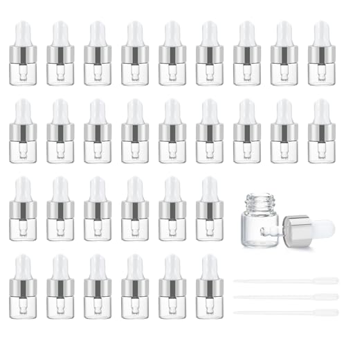 Dondeen 30 Stück 1ml Mini Pipettenflasche, Glasflasche Tropfpipetten mit Tropfpipette, kleine probeflaschen glas, für Ätherisches Öl, Aromatherapie, Massage, Duftöl Probe Dondeen 30 Stück 1ml Mini Pipettenflasche, Glasflasche Tropfpipetten mit Tropfpipette, kleine probeflaschen glas, für Ätherisches Öl, Aromatherapie, Massage, Duftöl Probe von Dondeen