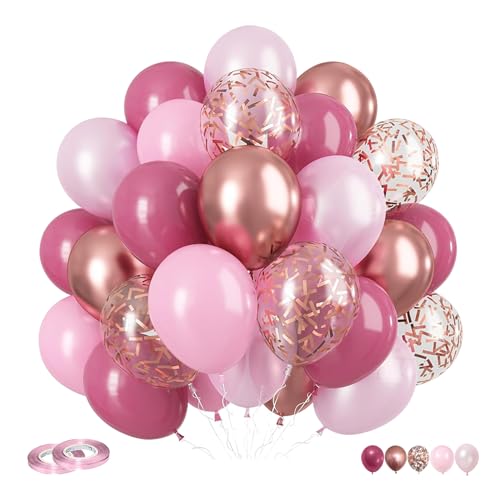 Luftballon Rosa und Rosegold, 60 Stück 12 Zoll Rose Rosa Macaron Hellrosa Metallic Rosegold Konfetti Ballons für Mädchen Frauen Geburtstag Hochzeit Partydeko Babyparty Verlobung Deko Luftballon Rosa und Rosegold, 60 Stück 12 Zoll Rose Rosa Macaron Hellrosa Metallic Rosegold Konfetti Ballons für Mädchen Frauen Geburtstag Hochzeit Partydeko Babyparty Verlobung Deko von Dondeen