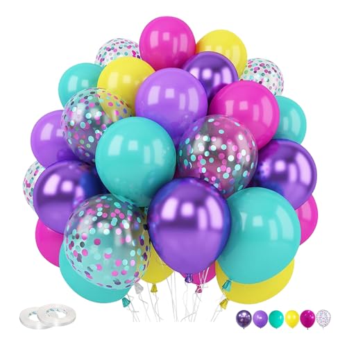 Luftballons Rosa Blau Lila, 60 Stück 12 Zoll Lila Blau Rose Rot Gelb Ballons Bunt Konfetti Luftballon mit Band für Mädchen Magisches Thema Geburtstags Baby Shower Hochzeit Party Dekorationen Luftballons Rosa Blau Lila, 60 Stück 12 Zoll Lila Blau Rose Rot Gelb Ballons Bunt Konfetti Luftballon mit Band für Mädchen Magisches Thema Geburtstags Baby Shower Hochzeit Party Dekorationen von Dondeen