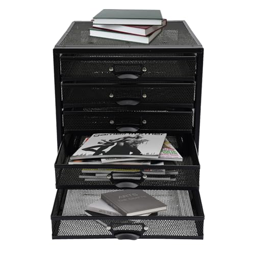Donened - Schubladenbox, Schubfächer Briefablage Organizer mit 5 Schubladen, Akten sortieren, Stahl Büro Organizer für Zuhause, Büro, 27.5 x 35.4 x 28.3cm, Schwarz Donened - Schubladenbox, Schubfächer Briefablage Organizer mit 5 Schubladen, Akten sortieren, Stahl Büro Organizer für Zuhause, Büro, 27.5 x 35.4 x 28.3cm, Schwarz von Donened
