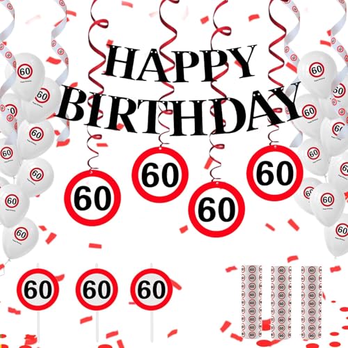 Girlanden zum 60. Geburtstag,60 Geburtstag Männer Frauen Deko Set,mit Luftballons,Luftschlangen,Pull-Flagge,Kerze - Verkehrsschild Partyzubehör zum Deko 60 Girlande Frau Mann Girlanden zum 60. Geburtstag,60 Geburtstag Männer Frauen Deko Set,mit Luftballons,Luftschlangen,Pull-Flagge,Kerze - Verkehrsschild Partyzubehör zum Deko 60 Girlande Frau Mann von Dongcill