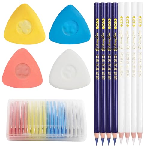 28 Stück Schneiderkreide, Schneiderkreidestift, Dreieckskreide + Nähen Bleistift, Nähkreide Stoffkreide, Nähen Kreide, Schneiderkreide-Set, für Markieren Von Diversen Stoffen, Ledern, Nähmarker 28 Stück Schneiderkreide, Schneiderkreidestift, Dreieckskreide + Nähen Bleistift, Nähkreide Stoffkreide, Nähen Kreide, Schneiderkreide-Set, für Markieren Von Diversen Stoffen, Ledern, Nähmarker von Dongcill