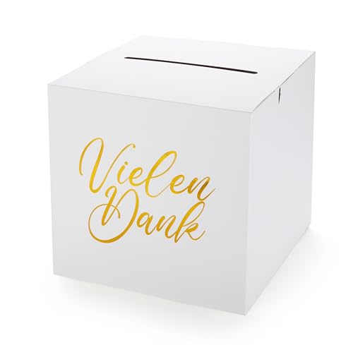 Donindis Kartenbox Vielen Dank, Gold, 24 * 24 * 24cm, Karton von Donindis
