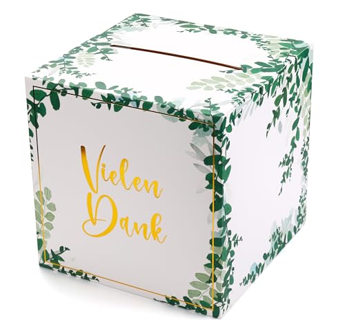 Donindis Kartenbox Vielen Dank, Grün, Natur, 24 * 24 * 24cm, Karton von Donindis