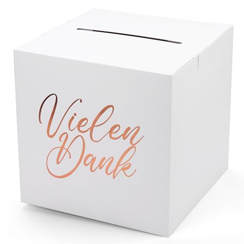 Donindis Kartenbox Vielen Dank, Rosengold, 24 * 24 * 24cm, Karton von Donindis