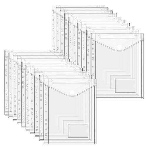 Donken Dokumententasche A4, 20 Stück Dokumentenmappe A4 zum Abheften mit Druckknopf, Sichttasche Brieftaschen für Organisieren mit 11 Lochrand und Etikettentasche Donken Dokumententasche A4, 20 Stück Dokumentenmappe A4 zum Abheften mit Druckknopf, Sichttasche Brieftaschen für Organisieren mit 11 Lochrand und Etikettentasche von Donken