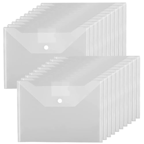 Donken 20er Dokumententasche A4, Dokumentenmappe mit Druckknopf, Sichttasche A4 für Organisieren mit Etikettentasche (Transparent) von Donken