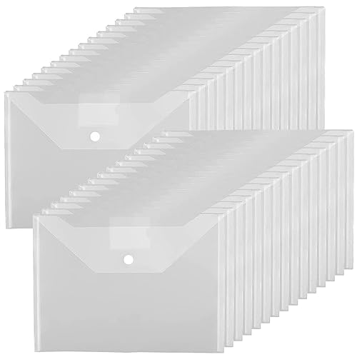 Donken 30er Dokumententasche A4, Dokumentenmappe mit Druckknopf, Sichttasche A4 für Organisieren mit Etikettentasche (30, Transparent) von Donken
