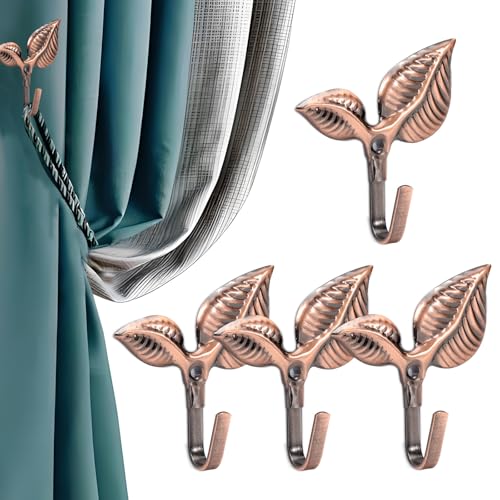 4 Stück Metall-Vorhanghalter, Vorhanghaken für Vorhänge, Wand, dekorative Vorhang-Raffhalter, Wandmontage, Fenstervorhang-Raffhalter, Vorhang-Raffhalter (Bronze) von Donmnemb