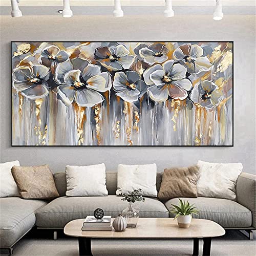 Diamant Painting Bilder Kits,DIY 5D Diamond Painting Erwachsene Groß Malen Nach Zahlen,Full Crystal Strass Gem Art Dots Mosaik Daiments Painting,Kunsthandwerk für Home Wall Décor Vintage weiße Blumen von Donpeer