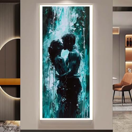 Diamond Painting Pärchen Malen Nach Zahlen Erwachsene, 5D Diamant Painting Bilder Kinder Full Diamond Painting Zubehör, Diamond Art DIY Diamant Kunst Malerei Stickerei, Home Wall Decor 90x45 cm f373 von Donpeer