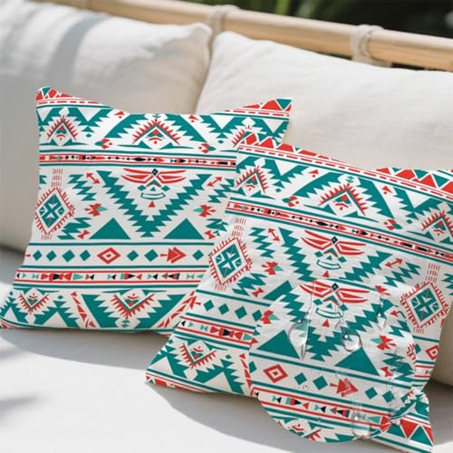 Outdoor Kissen 100x100 cm 2er Set Kissenbezug Blau Kissen Deko Kissenbezüge Atmungsaktiv Wetterfest,Quadrat Sofakissen Samtstoff Kissenhülle Mandala Outdoorkissen für Garten Balkon Deko Geschenke e462 von Donpeer