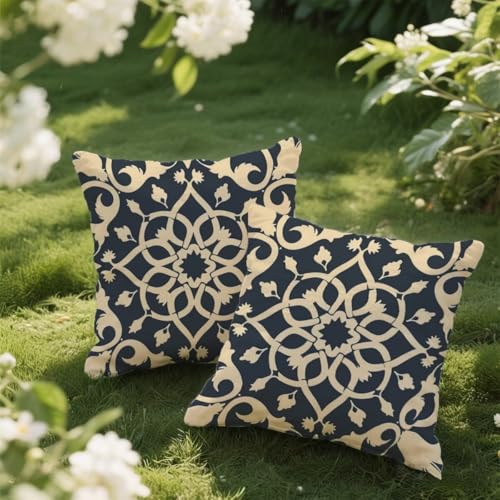 Outdoor Kissen 100x100 cm 2er Set Kissenbezug Böhmen Kissen Deko Kissenbezüge Atmungsaktiv Wetterfest, Quadrat Sofakissen Samtstoff Kissenhülle Retro Outdoorkissen für Garten Balkon Deko Geschenke e34 Outdoor Kissen 100x100 cm 2er Set Kissenbezug Böhmen Kissen Deko Kissenbezüge Atmungsaktiv Wetterfest, Quadrat Sofakissen Samtstoff Kissenhülle Retro Outdoorkissen für Garten Balkon Deko Geschenke e34 von Donpeer