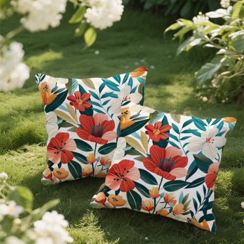 Outdoor Kissen 100x100 cm 2er Set Kissenbezug Bunt Kissen Deko Kissenbezüge Atmungsaktiv Wetterfest, Quadrat Sofakissen Samtstoff Kissenhülle Frühling Outdoorkissen für Couch Balkon Garten Deko e142 Outdoor Kissen 100x100 cm 2er Set Kissenbezug Bunt Kissen Deko Kissenbezüge Atmungsaktiv Wetterfest, Quadrat Sofakissen Samtstoff Kissenhülle Frühling Outdoorkissen für Couch Balkon Garten Deko e142 von Donpeer