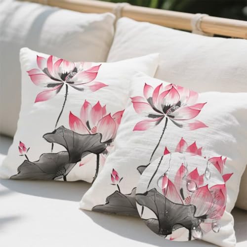 Outdoor Kissen 100x100 cm 2er Set Kissenbezug Chinesischer Stil Kissen Deko Kissenbezüge Atmungsaktiv Wetterfest, Sofakissen Samtstoff Kissenhülle Lotus Outdoorkissen für Terrassen Balkon Deko e722 Outdoor Kissen 100x100 cm 2er Set Kissenbezug Chinesischer Stil Kissen Deko Kissenbezüge Atmungsaktiv Wetterfest, Sofakissen Samtstoff Kissenhülle Lotus Outdoorkissen für Terrassen Balkon Deko e722 von Donpeer