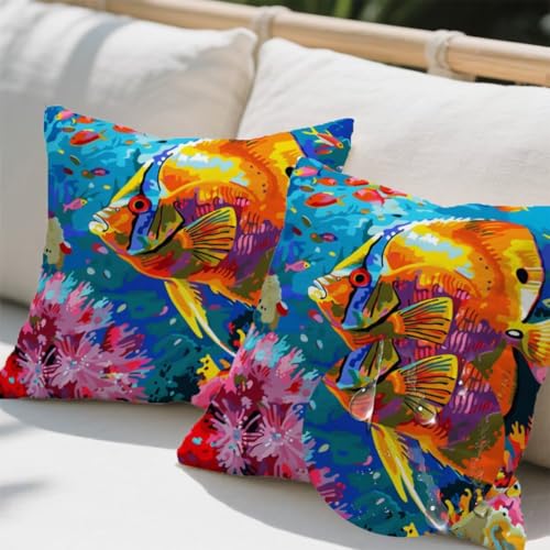 Outdoor Kissen 100x100 cm 2er Set Kissenbezug Fisch Kissen Deko Kissenbezüge Atmungsaktiv Wetterfest, Quadrat Sofakissen Samtstoff Kissenhülle Tier Outdoorkissen für Garten Balkon Deko Geschenke e708 Outdoor Kissen 100x100 cm 2er Set Kissenbezug Fisch Kissen Deko Kissenbezüge Atmungsaktiv Wetterfest, Quadrat Sofakissen Samtstoff Kissenhülle Tier Outdoorkissen für Garten Balkon Deko Geschenke e708 von Donpeer