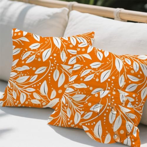 Outdoor Kissen 100x100 cm 2er Set Kissenbezug Herbst Kissen Deko Kissenbezüge Atmungsaktiv Wetterfest, Quadrat Sofakissen Samtstoff Kissenhülle Gelb Outdoorkissen für Garten Balkon Deko Geschenke e478 von Donpeer