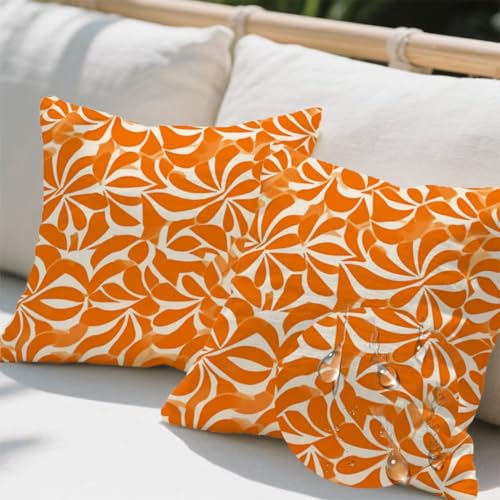 Outdoor Kissen 100x100 cm 2er Set Kissenbezug Herbst Kissen Deko Kissenbezüge Atmungsaktiv Wetterfest, Quadrat Sofakissen Samtstoff Kissenhülle Gelb Outdoorkissen für Garten Balkon Deko Geschenke e476 von Donpeer