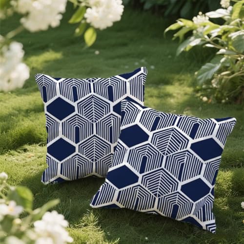 Outdoor Kissen 100x100 cm 2er Set Kissenbezug Marineblau Kissen Deko Kissenbezüge Atmungsaktiv Wetterfest, Sofakissen Samtstoff Kissenhülle Linie Outdoorkissen für Garten Balkon Deko Geschenke e74 Outdoor Kissen 100x100 cm 2er Set Kissenbezug Marineblau Kissen Deko Kissenbezüge Atmungsaktiv Wetterfest, Sofakissen Samtstoff Kissenhülle Linie Outdoorkissen für Garten Balkon Deko Geschenke e74 von Donpeer