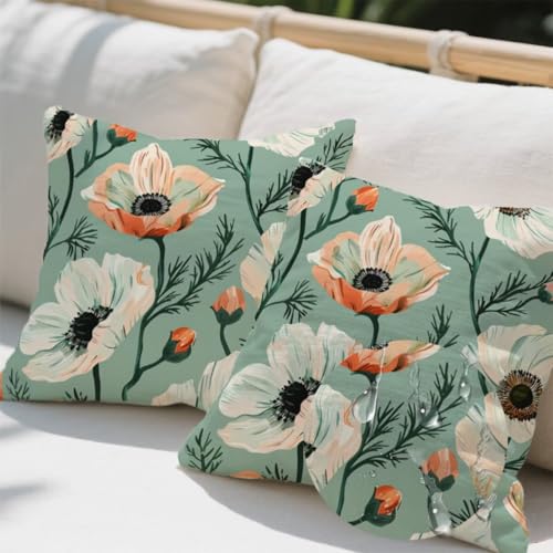 Outdoor Kissen 100x100 cm 2er Set Kissenbezug Mohn Kissen Deko Kissenbezüge Atmungsaktiv Wetterfest, Sofakissen Samtstoff Kissenhülle Salbeigrün Outdoorkissen für Garten Balkon Deko Geschenke e694 Outdoor Kissen 100x100 cm 2er Set Kissenbezug Mohn Kissen Deko Kissenbezüge Atmungsaktiv Wetterfest, Sofakissen Samtstoff Kissenhülle Salbeigrün Outdoorkissen für Garten Balkon Deko Geschenke e694 von Donpeer