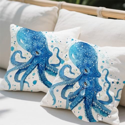 Outdoor Kissen 100x100 cm 2er Set Kissenbezug Oktopus Kissen Deko Kissenbezüge Atmungsaktiv Wetterfest,Quadrat Sofakissen Samtstoff Kissenhülle Tier Outdoorkissen für Garten Balkon Deko Geschenke e712 Outdoor Kissen 100x100 cm 2er Set Kissenbezug Oktopus Kissen Deko Kissenbezüge Atmungsaktiv Wetterfest,Quadrat Sofakissen Samtstoff Kissenhülle Tier Outdoorkissen für Garten Balkon Deko Geschenke e712 von Donpeer