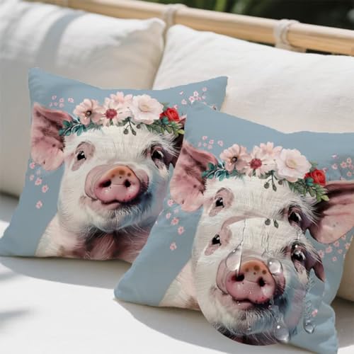 Outdoor Kissen 100x100 cm 2er Set Kissenbezug Schwein Kissen Deko Kissenbezüge Atmungsaktiv Wetterfest, Sofakissen Samtstoff Kissenhülle Niedlich Outdoorkissen für Garten Balkon Deko Geschenke e724 Outdoor Kissen 100x100 cm 2er Set Kissenbezug Schwein Kissen Deko Kissenbezüge Atmungsaktiv Wetterfest, Sofakissen Samtstoff Kissenhülle Niedlich Outdoorkissen für Garten Balkon Deko Geschenke e724 von Donpeer