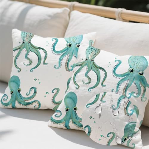 Outdoor Kissen 35x35 cm 2er Set Kissenbezug Oktopus Kissen Deko Kissenbezüge Atmungsaktiv Wetterfest, Quadrat Sofakissen Samtstoff Kissenhülle Tier Outdoorkissen für Garten Balkon Deko Geschenke e710 Outdoor Kissen 35x35 cm 2er Set Kissenbezug Oktopus Kissen Deko Kissenbezüge Atmungsaktiv Wetterfest, Quadrat Sofakissen Samtstoff Kissenhülle Tier Outdoorkissen für Garten Balkon Deko Geschenke e710 von Donpeer