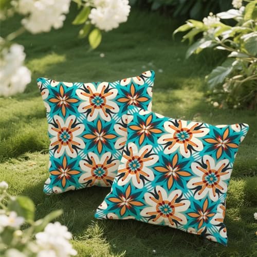 Outdoor Kissen 40x40 cm 2er Set Kissenbezug Böhmen Kissen Deko Kissenbezüge Atmungsaktiv Wetterfest, Quadrat Sofakissen Samtstoff Kissenhülle Geometrie Outdoorkissen für Couch Balkon Garten Deko e52 Outdoor Kissen 40x40 cm 2er Set Kissenbezug Böhmen Kissen Deko Kissenbezüge Atmungsaktiv Wetterfest, Quadrat Sofakissen Samtstoff Kissenhülle Geometrie Outdoorkissen für Couch Balkon Garten Deko e52 von Donpeer