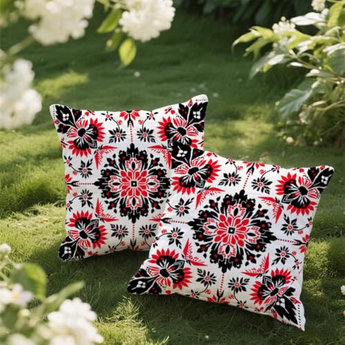 Outdoor Kissen 40x40 cm 2er Set Kissenbezug Böhmen Kissen Deko Kissenbezüge Atmungsaktiv Wetterfest, Quadrat Sofakissen Samtstoff Kissenhülle Rot Outdoorkissen für Garten Balkon Deko Geschenke e38 Outdoor Kissen 40x40 cm 2er Set Kissenbezug Böhmen Kissen Deko Kissenbezüge Atmungsaktiv Wetterfest, Quadrat Sofakissen Samtstoff Kissenhülle Rot Outdoorkissen für Garten Balkon Deko Geschenke e38 von Donpeer