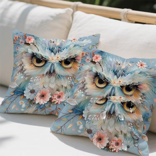 Outdoor Kissen 40x40 cm 2er Set Kissenbezug Eule Kissen Deko Kissenbezüge Atmungsaktiv Wetterfest, Quadrat Sofakissen Samtstoff Kissenhülle Blau Outdoorkissen für Garten Balkon Deko Geschenke e434 Outdoor Kissen 40x40 cm 2er Set Kissenbezug Eule Kissen Deko Kissenbezüge Atmungsaktiv Wetterfest, Quadrat Sofakissen Samtstoff Kissenhülle Blau Outdoorkissen für Garten Balkon Deko Geschenke e434 von Donpeer