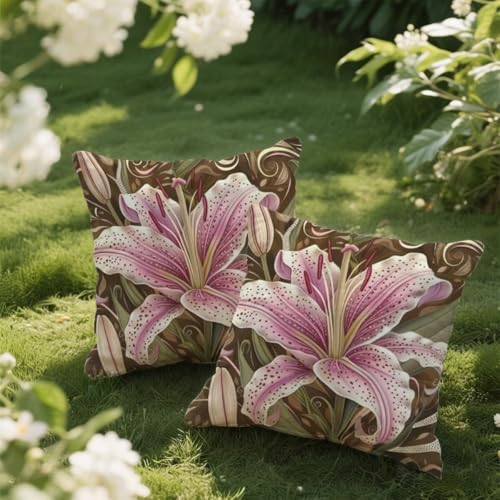 Outdoor Kissen 40x40 cm 2er Set Kissenbezug Lilie Kissen Deko Kissenbezüge Atmungsaktiv Wetterfest, Quadrat Sofakissen Samtstoff Kissenhülle Retro Outdoorkissen für Garten Balkon Deko Geschenke e22 Outdoor Kissen 40x40 cm 2er Set Kissenbezug Lilie Kissen Deko Kissenbezüge Atmungsaktiv Wetterfest, Quadrat Sofakissen Samtstoff Kissenhülle Retro Outdoorkissen für Garten Balkon Deko Geschenke e22 von Donpeer