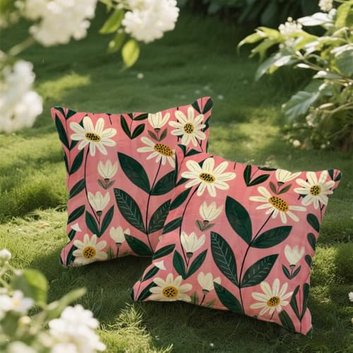 Outdoor Kissen 40x40 cm 2er Set Kissenbezug Rosa Blumen Kissen Deko Kissenbezüge Atmungsaktiv Wetterfest, Quadrat Sofakissen Samtstoff Kissenhülle Frühling Outdoorkissen für Garten Balkon Deko e174 Outdoor Kissen 40x40 cm 2er Set Kissenbezug Rosa Blumen Kissen Deko Kissenbezüge Atmungsaktiv Wetterfest, Quadrat Sofakissen Samtstoff Kissenhülle Frühling Outdoorkissen für Garten Balkon Deko e174 von Donpeer