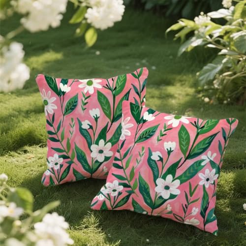 Outdoor Kissen 40x40 cm 2er Set Kissenbezug Rosa Blumen Kissen Deko Kissenbezüge Atmungsaktiv Wetterfest, Quadrat Sofakissen Samtstoff Kissenhülle Frühling Outdoorkissen für Garten Balkon Deko e176 Outdoor Kissen 40x40 cm 2er Set Kissenbezug Rosa Blumen Kissen Deko Kissenbezüge Atmungsaktiv Wetterfest, Quadrat Sofakissen Samtstoff Kissenhülle Frühling Outdoorkissen für Garten Balkon Deko e176 von Donpeer