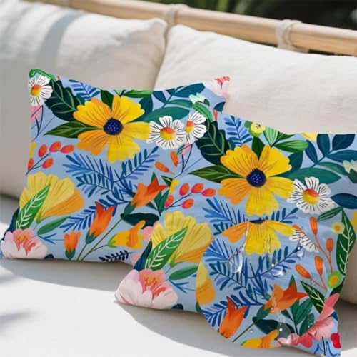 Outdoor Kissen 40x40 cm 2er Set Kissenbezug Sommerblumen Kissen Deko Kissenbezüge Atmungsaktiv Wetterfest, Quadrat Sofakissen Samtstoff Kissenhülle Frühling Outdoorkissen für Garten Balkon Deko e632 Outdoor Kissen 40x40 cm 2er Set Kissenbezug Sommerblumen Kissen Deko Kissenbezüge Atmungsaktiv Wetterfest, Quadrat Sofakissen Samtstoff Kissenhülle Frühling Outdoorkissen für Garten Balkon Deko e632 von Donpeer