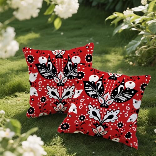 Outdoor Kissen 45x45 cm 2er Set Kissenbezug Böhmen Kissen Deko Kissenbezüge Atmungsaktiv Wetterfest, Quadrat Sofakissen Samtstoff Kissenhülle Rot Outdoorkissen für Garten Balkon Deko Geschenke e40 Outdoor Kissen 45x45 cm 2er Set Kissenbezug Böhmen Kissen Deko Kissenbezüge Atmungsaktiv Wetterfest, Quadrat Sofakissen Samtstoff Kissenhülle Rot Outdoorkissen für Garten Balkon Deko Geschenke e40 von Donpeer