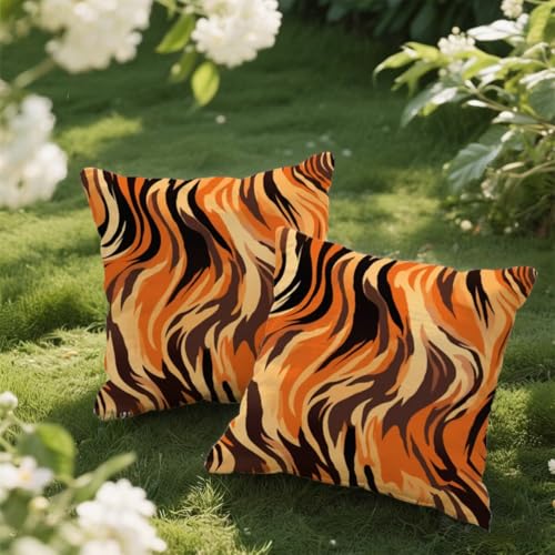 Outdoor Kissen 45x45 cm 2er Set Kissenbezug Gelb Kissen Deko Kissenbezüge Atmungsaktiv Wetterfest, Quadrat Sofakissen Samtstoff Kissenhülle Streifen Outdoorkissen für Garten Balkon Deko Geschenke e276 von Donpeer