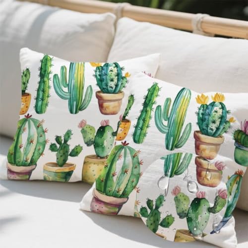 Outdoor Kissen 45x45 cm 2er Set Kissenbezug Kaktus Kissen Deko Kissenbezüge Atmungsaktiv Wetterfest, Quadrat Sofakissen Samtstoff Kissenhülle Aquarell Outdoorkissen für Couch Balkon Garten Deko e638 Outdoor Kissen 45x45 cm 2er Set Kissenbezug Kaktus Kissen Deko Kissenbezüge Atmungsaktiv Wetterfest, Quadrat Sofakissen Samtstoff Kissenhülle Aquarell Outdoorkissen für Couch Balkon Garten Deko e638 von Donpeer