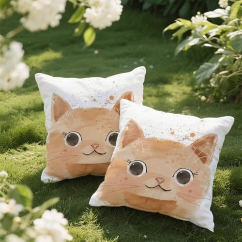 Outdoor Kissen 45x45 cm 2er Set Kissenbezug Katze Kissen Deko Kissenbezüge Atmungsaktiv Wetterfest,Quadrat Sofakissen Samtstoff Kissenhülle Niedlich Outdoorkissen für Garten Balkon Deko Geschenke e430 Outdoor Kissen 45x45 cm 2er Set Kissenbezug Katze Kissen Deko Kissenbezüge Atmungsaktiv Wetterfest,Quadrat Sofakissen Samtstoff Kissenhülle Niedlich Outdoorkissen für Garten Balkon Deko Geschenke e430 von Donpeer