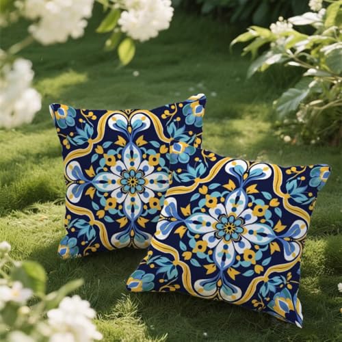 Outdoor Kissen 45x45 cm 2er Set Kissenbezug Mandala Kissen Deko Kissenbezüge Atmungsaktiv Wetterfest, Quadrat Sofakissen Samtstoff Kissenhülle Retro Outdoorkissen für Garten Balkon Deko Geschenke e416 Outdoor Kissen 45x45 cm 2er Set Kissenbezug Mandala Kissen Deko Kissenbezüge Atmungsaktiv Wetterfest, Quadrat Sofakissen Samtstoff Kissenhülle Retro Outdoorkissen für Garten Balkon Deko Geschenke e416 von Donpeer