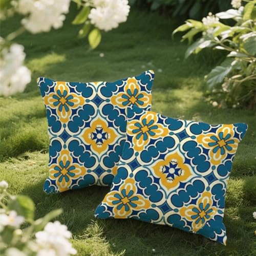 Outdoor Kissen 45x45 cm 2er Set Kissenbezug Teppichmuster Kissen Deko Kissenbezüge Atmungsaktiv Wetterfest, Sofakissen Samtstoff Kissenhülle Gelb Outdoorkissen für Garten Balkon Deko Geschenke e120 Outdoor Kissen 45x45 cm 2er Set Kissenbezug Teppichmuster Kissen Deko Kissenbezüge Atmungsaktiv Wetterfest, Sofakissen Samtstoff Kissenhülle Gelb Outdoorkissen für Garten Balkon Deko Geschenke e120 von Donpeer