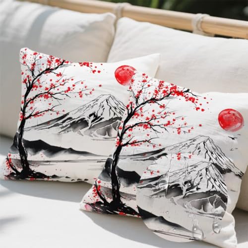 Outdoor Kissen 50x50 cm 2er Set Kissenbezug Aquarell Kissen Deko Kissenbezüge Atmungsaktiv Wetterfest,Quadrat Sofakissen Samtstoff Kissenhülle Japan Outdoorkissen für Garten Balkon Deko Geschenke e568 Outdoor Kissen 50x50 cm 2er Set Kissenbezug Aquarell Kissen Deko Kissenbezüge Atmungsaktiv Wetterfest,Quadrat Sofakissen Samtstoff Kissenhülle Japan Outdoorkissen für Garten Balkon Deko Geschenke e568 von Donpeer