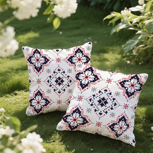 Outdoor Kissen 50x50 cm 2er Set Kissenbezug Mandala Kissen Deko Kissenbezüge Atmungsaktiv Wetterfest, Quadrat Sofakissen Samtstoff Kissenhülle Rot Outdoorkissen für Garten Balkon Deko Geschenke e418 Outdoor Kissen 50x50 cm 2er Set Kissenbezug Mandala Kissen Deko Kissenbezüge Atmungsaktiv Wetterfest, Quadrat Sofakissen Samtstoff Kissenhülle Rot Outdoorkissen für Garten Balkon Deko Geschenke e418 von Donpeer