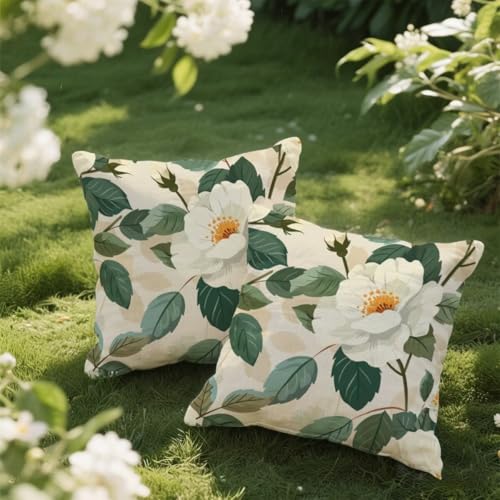 Outdoor Kissen 50x50 cm 2er Set Kissenbezug Weiße Blumen Kissen Deko Kissenbezüge Atmungsaktiv Wetterfest, Sofakissen Samtstoff Kissenhülle Anlage Outdoorkissen für Garten Balkon Deko Geschenke e18 Outdoor Kissen 50x50 cm 2er Set Kissenbezug Weiße Blumen Kissen Deko Kissenbezüge Atmungsaktiv Wetterfest, Sofakissen Samtstoff Kissenhülle Anlage Outdoorkissen für Garten Balkon Deko Geschenke e18 von Donpeer