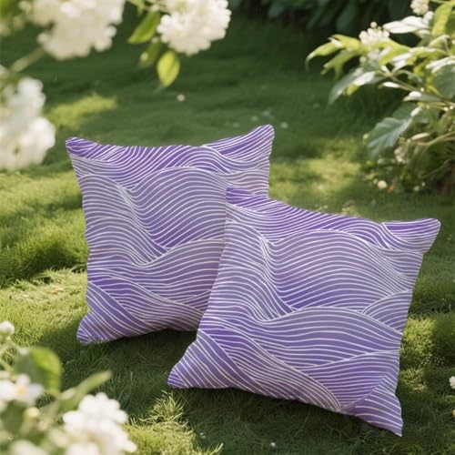 Outdoor Kissen 55x55 cm 2er Set Kissenbezug Lila Kissen Deko Kissenbezüge Atmungsaktiv Wetterfest, Quadrat Sofakissen Samtstoff Kissenhülle Linie Outdoorkissen für Garten Balkon Deko Geschenke e132 Outdoor Kissen 55x55 cm 2er Set Kissenbezug Lila Kissen Deko Kissenbezüge Atmungsaktiv Wetterfest, Quadrat Sofakissen Samtstoff Kissenhülle Linie Outdoorkissen für Garten Balkon Deko Geschenke e132 von Donpeer